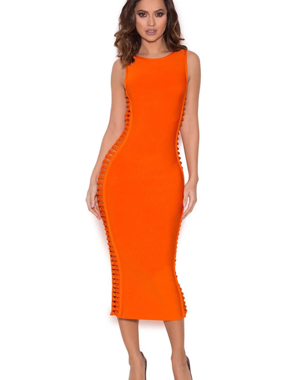HouseofCB Orange Bodycon Midi Dress
